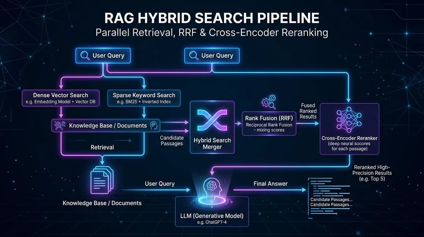 Hybrid Retrieval and Cross-Encoder Reranking for RAG