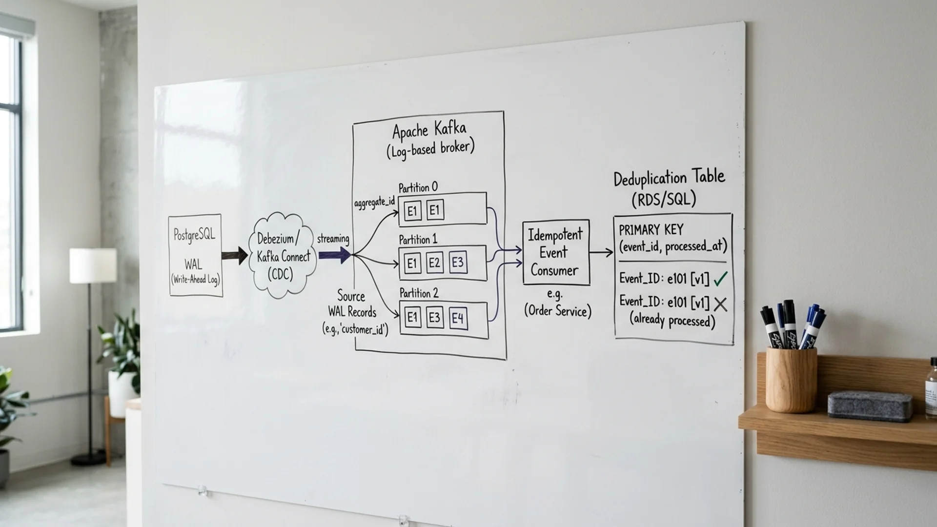 Log-Based CDC Pipeline Architecture with Debezium and Kafka